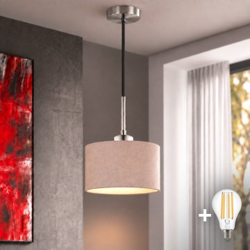 Eglo - LED liustra ant laido TUNJA 1xE27/60W/230V skersmuo 20 cm bėžinė/juoda