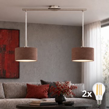Eglo - LED liustra ant laido TUNJA 2xE27/60W/230V matinis chromas/ruda