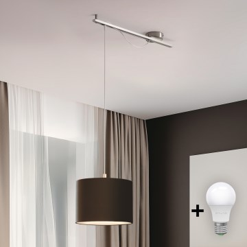 Eglo - LED Lubų šviestuvas ant laido CALCENA 1xE27/60W/230V chromas/ruda