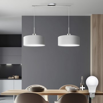 Eglo - LED Lubų šviestuvas ant laido TUNJA 2xE27/60W/230V balta