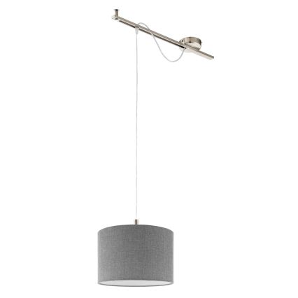 Eglo - LED Lubų šviestuvas ant laido CALCENA 1xE27/60W/230V chromas/pilka