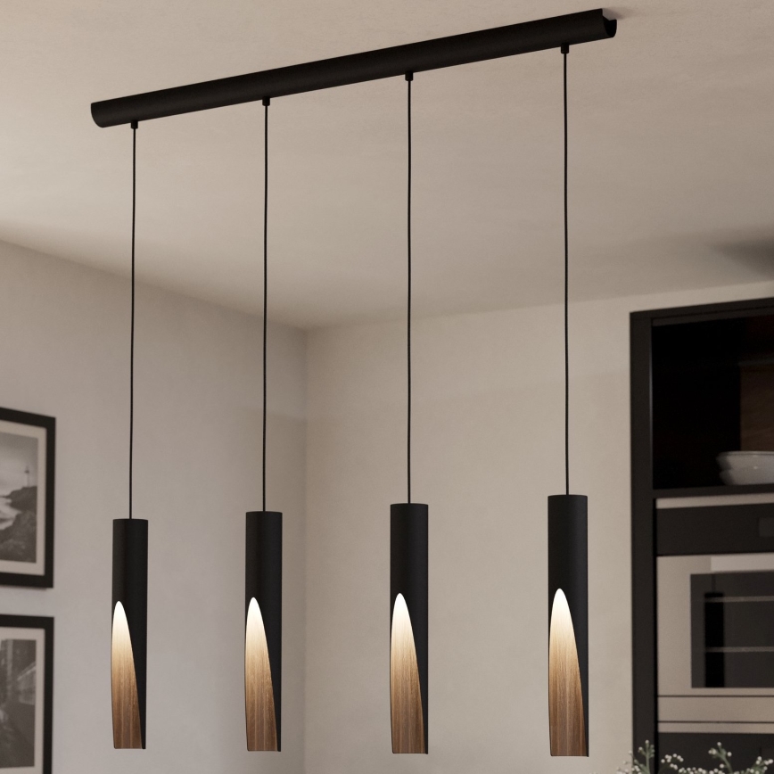 Eglo - LED Pakabinamas sietynas 4xGU10/4,5W/230V 3000K juoda/ruda