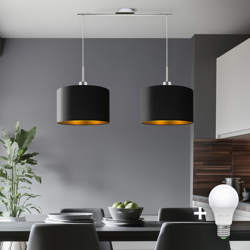 Eglo - LED Pakabinamas sietynas TUNJA 2xE27/60W/230V juoda