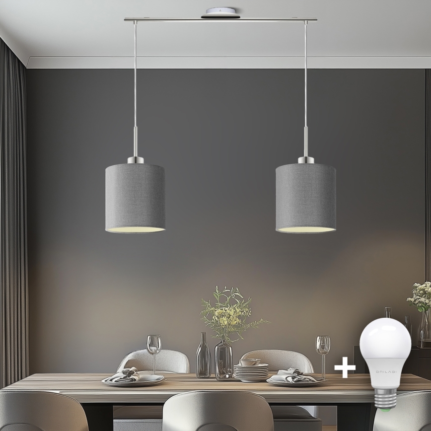 Eglo - LED Pakabinamas sietynas TUNJA 2xE27/60W/230V pilka