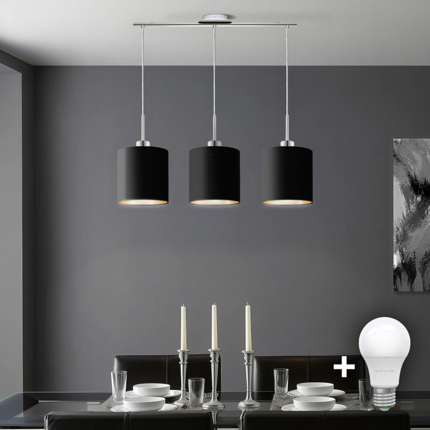 Eglo - LED  Pakabinamas sietynas TUNJA 3xE27/60W/230V juoda