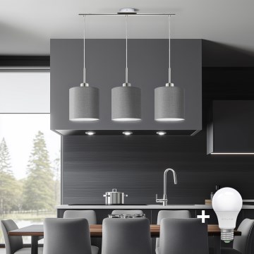 Eglo - LED Pakabinamas sietynas TUNJA 3xE27/60W/230V pilka
