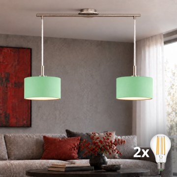 Eglo - LED pakabinamas šviestuvas ant laido TUNJA 2xE27/60W/230V matinis chromas/žalia
