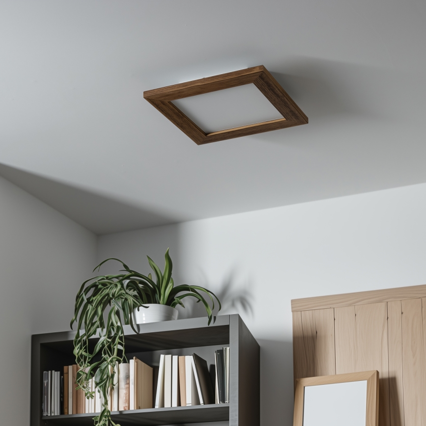 Eglo - LED Reguliuojama ant pagrindo montuojama panelė SALOBRENA 2 WOOD LED/16W/230V 4000K 34x34 cm ruda