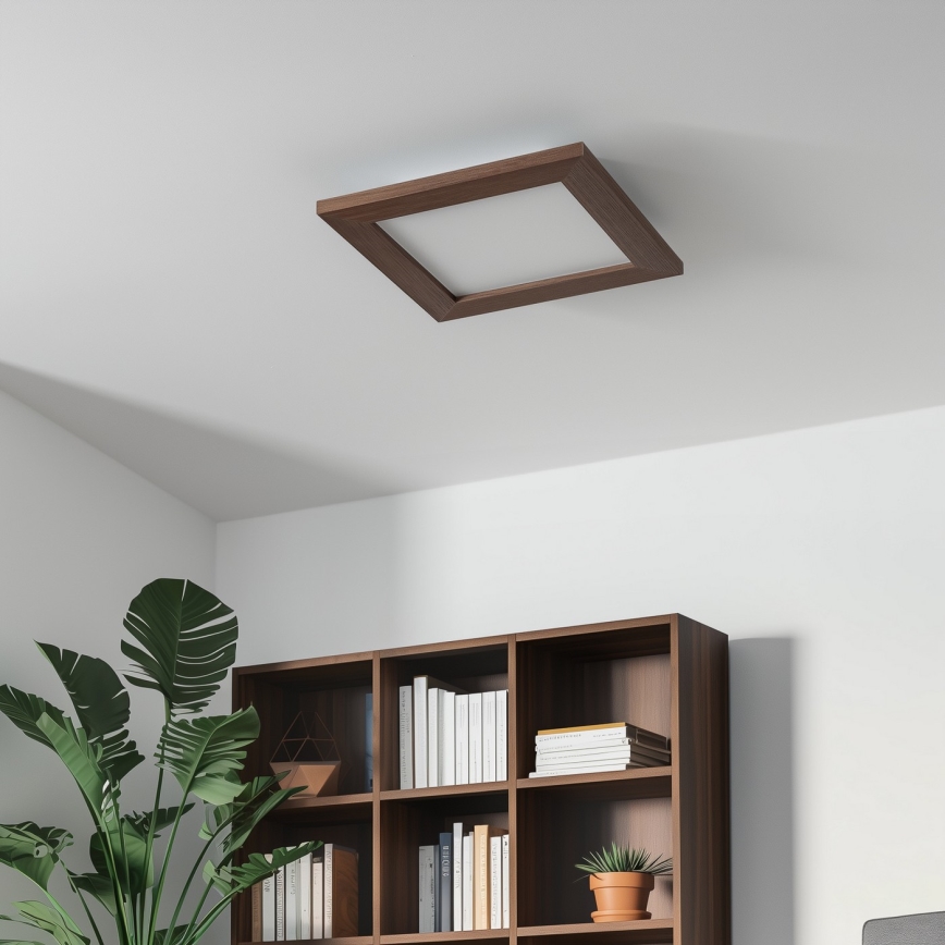 Eglo - LED Reguliuojama ant pagrindo montuojama panelė SALOBRENA 2 WOOD LED/16W/230V 4000K 34x34 cm tamsiai ruda