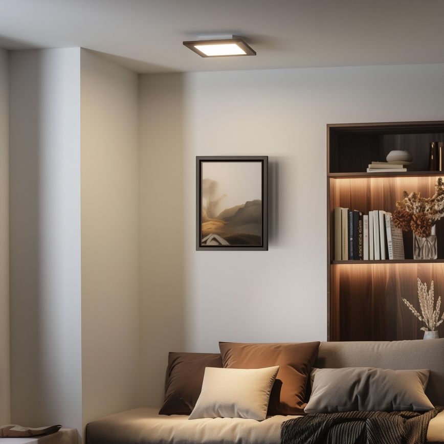 Eglo - LED Reguliuojama ant pagrindo montuojama panelė SALOBRENA 2 WOOD LED/16W/230V 4000K 34x34 cm tamsiai ruda