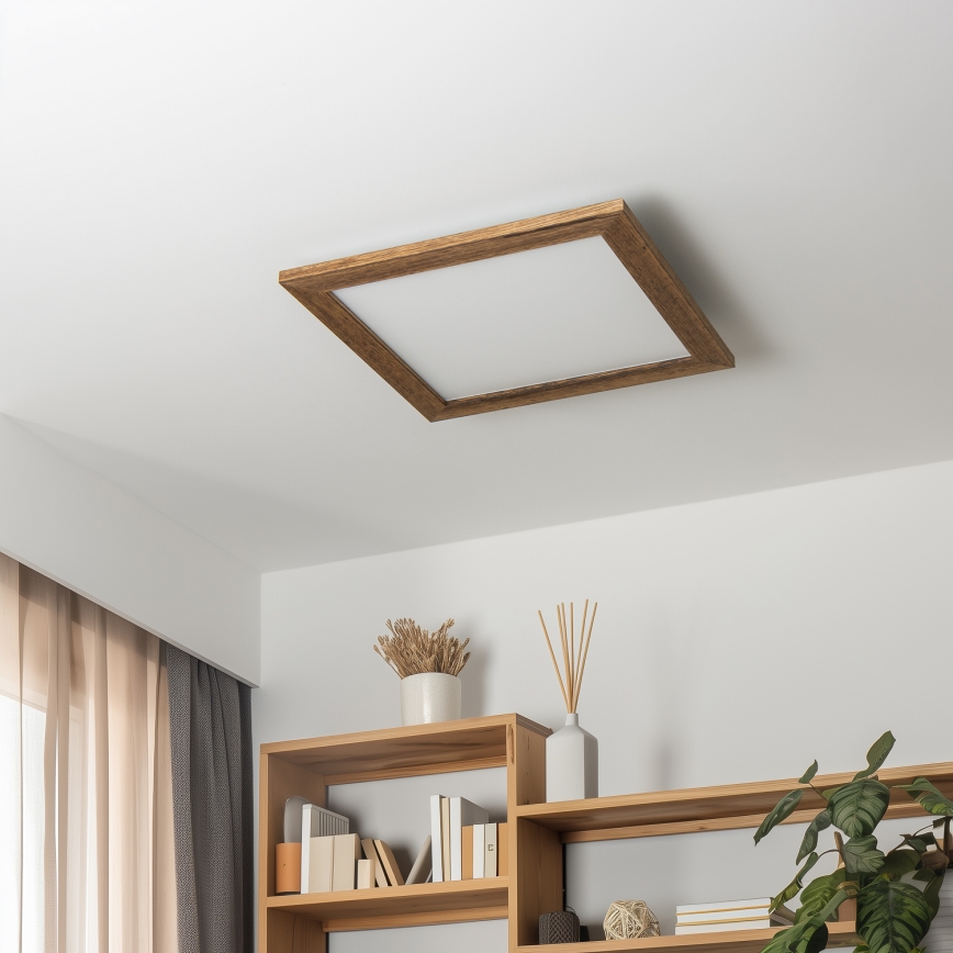 Eglo - LED Reguliuojama ant pagrindo montuojama panelė SALOBRENA 2 WOOD LED/25W/230V 4000K 49,5x49,5 cm ruda