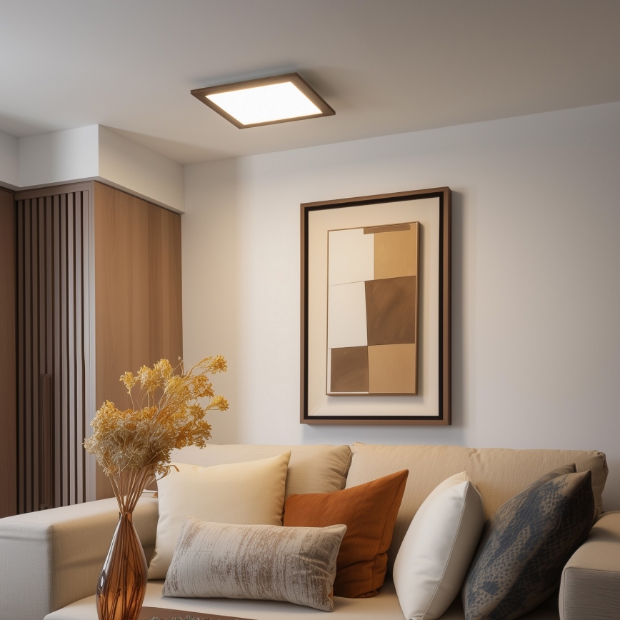 Eglo - LED Reguliuojama ant pagrindo montuojama panelė SALOBRENA 2 WOOD LED/25W/230V 4000K 49,5x49,5 cm ruda
