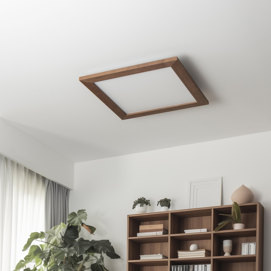 Eglo - LED Reguliuojama ant pagrindo montuojama panelė SALOBRENA 2 WOOD LED/25W/230V 4000K 49,5x49,5 cm tamsiai ruda