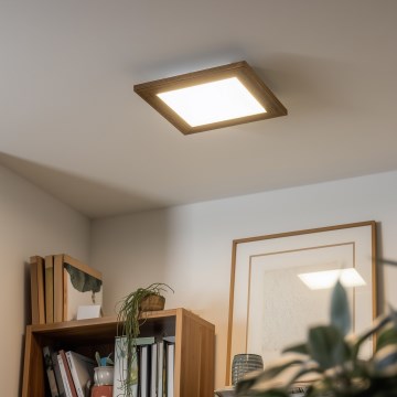 Eglo - LED Reguliuojama ant pagrindo montuojama panelė SALOBRENA 2 WOOD LED/16W/230V 4000K 34x34 cm ruda