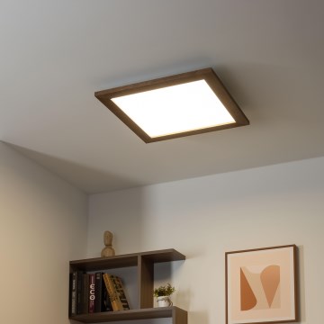 Eglo - LED Reguliuojama ant pagrindo montuojama panelė SALOBRENA 2 WOOD LED/25W/230V 4000K 49,5x49,5 cm tamsiai ruda