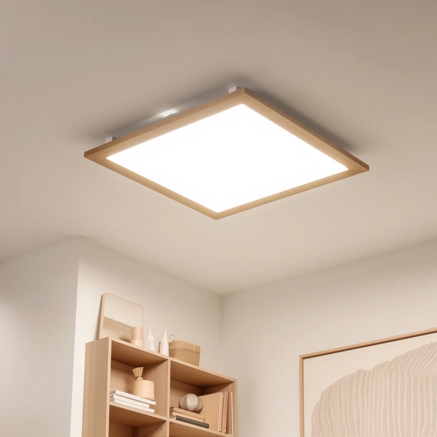 Eglo - LED Reguliuojama ant pagrindo montuojama panelė SALOBRENA-CL WOOD LED/31W/230V 2700-6500K 64x64 cm ruda