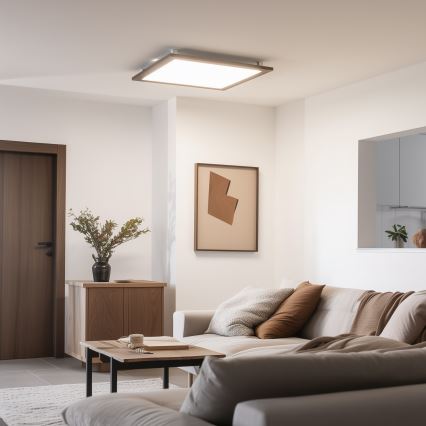 Eglo - LED Reguliuojama ant pagrindo montuojama panelė SALOBRENA-CL WOOD LED/31W/230V 2700-6500K 64x64 cm tamsiai ruda