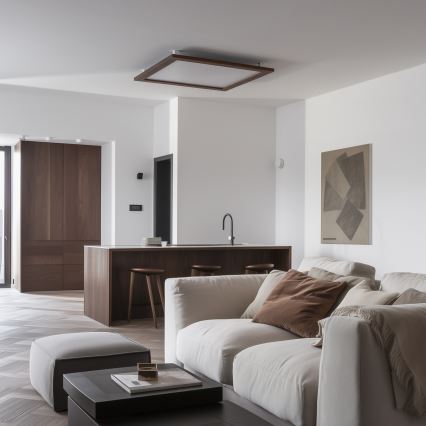 Eglo - LED Reguliuojama ant pagrindo montuojama panelė SALOBRENA-CL WOOD LED/31W/230V 2700-6500K 64x64 cm tamsiai ruda