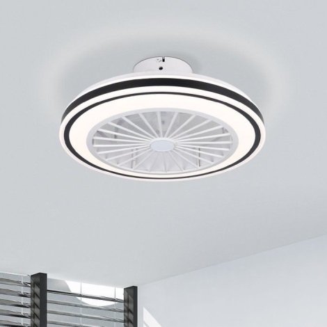 Eglo - LED Reguliuojamas lubinis ventiliatorius LED/25,5W/230V balta/juoda 2700-6500K + nuotolinio valdymo pultas