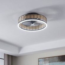 Eglo - LED Reguliuojamas lubinis ventiliatorius LED/28W/230V juoda/smėlio spalva 2700-6500K + nuotolinio valdymo pultas
