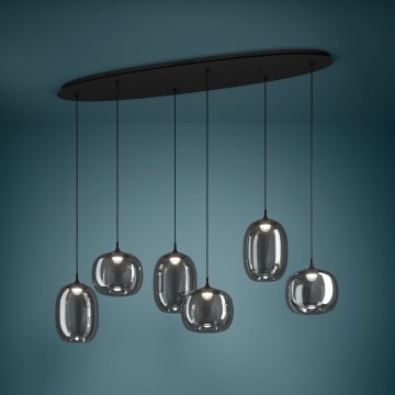 Eglo - LED Reguliuojamas pakabinamas sietynas 6xLED/3,7W/230V 2700-6500K dūminis + nuotolinio valdymo pultas