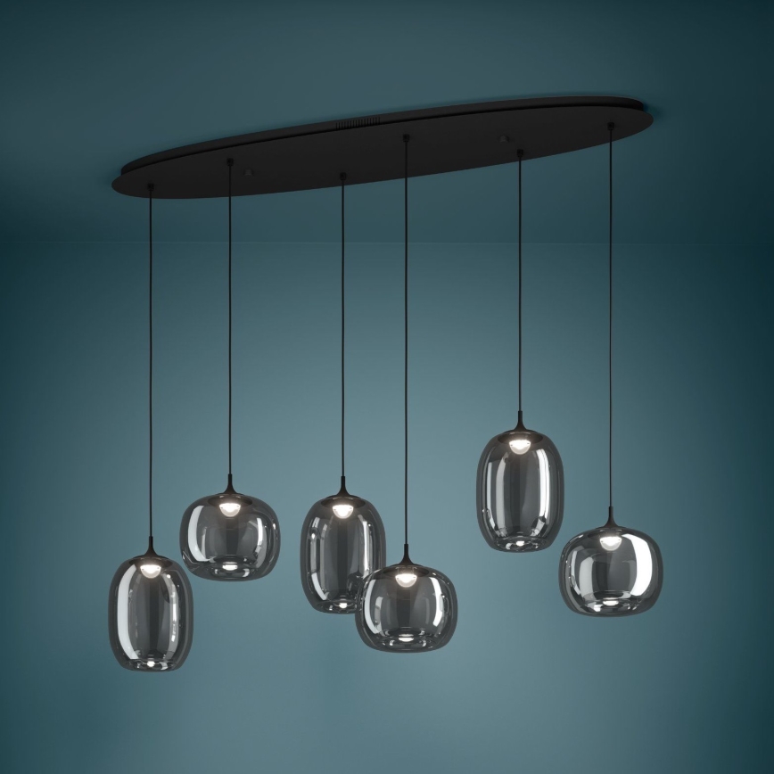 Eglo - LED Reguliuojamas pakabinamas sietynas 6xLED/3,7W/230V 2700-6500K dūminis + nuotolinio valdymo pultas