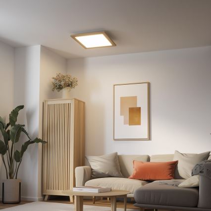Eglo - LED RGB dimeriuojamas paviršiui montuojamas panelis SALOBRENA-C WOOD LED/40W/230V 2700-6500K 49,5x49,5 cm ruda + nuotolinis valdymas