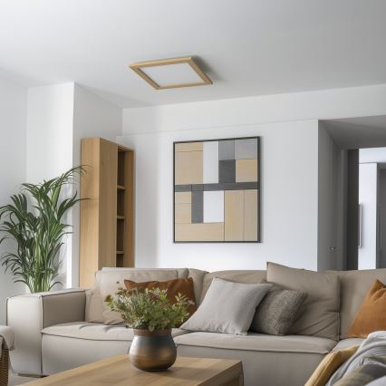 Eglo - LED RGB dimeriuojamas paviršiui montuojamas panelis SALOBRENA-C WOOD LED/40W/230V 2700-6500K 49,5x49,5 cm ruda + nuotolinis valdymas