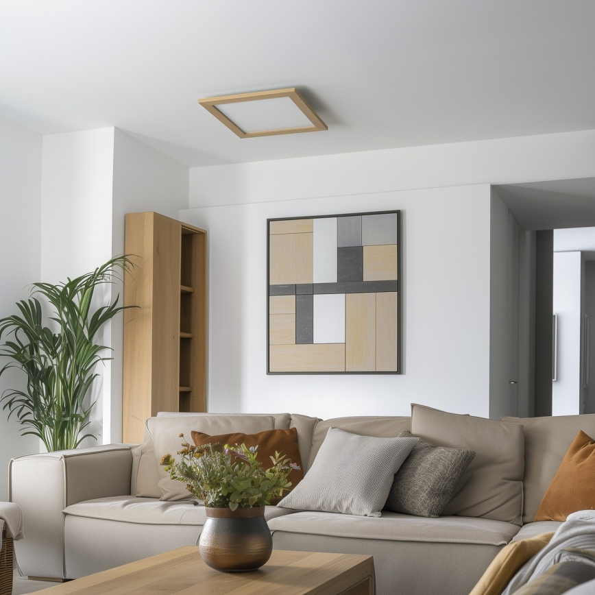 Eglo - LED RGB dimeriuojamas paviršiui montuojamas panelis SALOBRENA-C WOOD LED/40W/230V 2700-6500K 49,5x49,5 cm ruda + nuotolinis valdymas