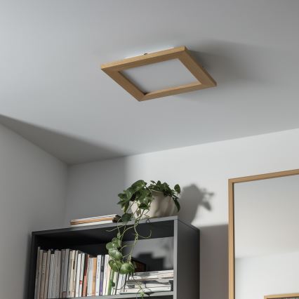 Eglo - LED RGBW dimeriuojamas paviršinis panelis SALOBRENA-C WOOD LED/16W/230V 2700-6500K 34x34 cm ruda + nuotolinis valdymas