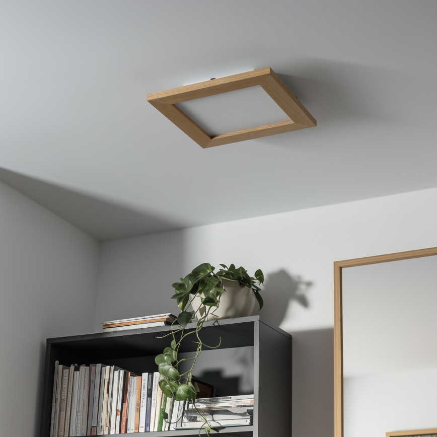 Eglo - LED RGBW dimeriuojamas paviršinis panelis SALOBRENA-C WOOD LED/16W/230V 2700-6500K 34x34 cm ruda + nuotolinis valdymas