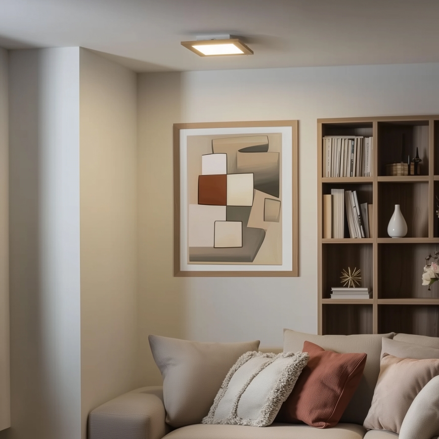 Eglo - LED RGBW dimeriuojamas paviršinis panelis SALOBRENA-C WOOD LED/16W/230V 2700-6500K 34x34 cm ruda + nuotolinis valdymas