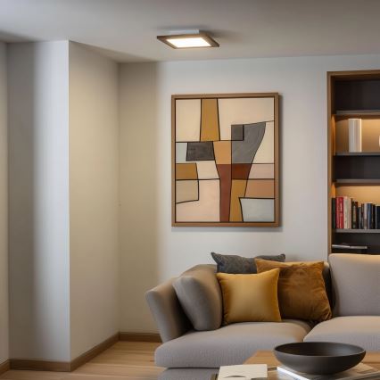 Eglo - LED RGBW reguliuojamas paviršinis panelis SALOBRENA-C WOOD LED/16W/230V 2700-6500K 34x34 cm rudas + nuotolinis valdymas