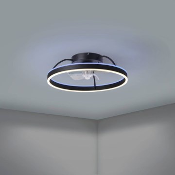 Eglo - LED RGBW dimeriuojamas lubinis ventiliatorius LED/36W/230V 3000–6500K Ø 50 cm juodas + nuotolinis valdymas