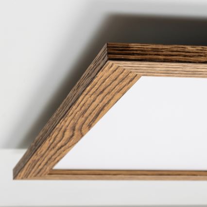 Eglo - LED RGBW Pritemdomas paviršinis skydelis SALOBRENA-C WOOD LED/34W/230V 2700-6500K 64x64 cm ruda + nuotolinio valdymo pultas