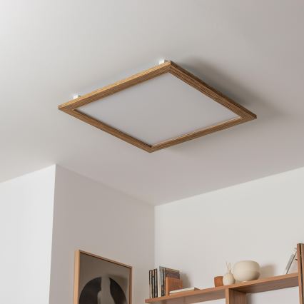 Eglo - LED RGBW Pritemdomas paviršinis skydelis SALOBRENA-C WOOD LED/34W/230V 2700-6500K 64x64 cm ruda + nuotolinio valdymo pultas