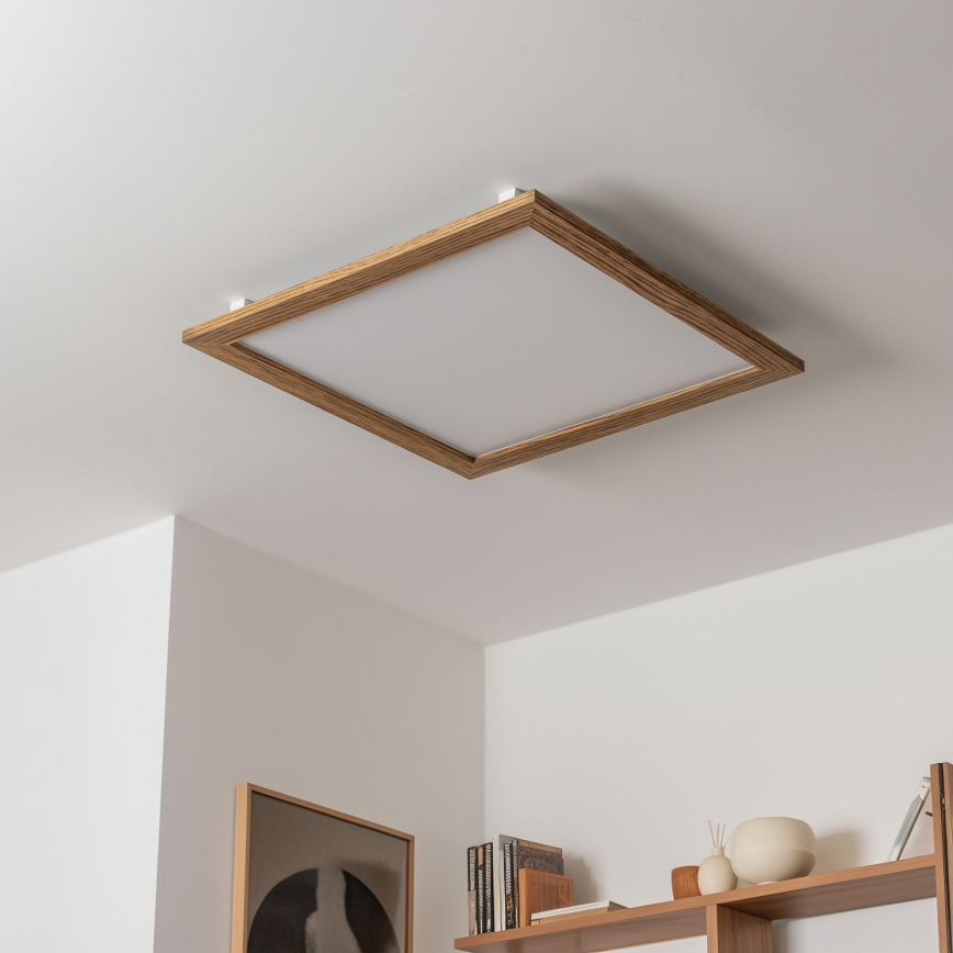 Eglo - LED RGBW Pritemdomas paviršinis skydelis SALOBRENA-C WOOD LED/34W/230V 2700-6500K 64x64 cm ruda + nuotolinio valdymo pultas