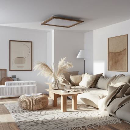 Eglo - LED RGBW Pritemdomas paviršinis skydelis SALOBRENA-C WOOD LED/34W/230V 2700-6500K 64x64 cm ruda + nuotolinio valdymo pultas