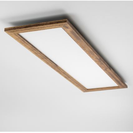 Eglo - LED RGBW Pritemdomas paviršinis/įleidžiamas skydelis SALOBRENA-C WOOD LED/34W/230V 2700-6500K 34x124 cm ruda + nuotolinio valdymo pultas