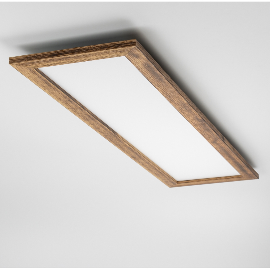 Eglo - LED RGBW Pritemdomas paviršinis/įleidžiamas skydelis SALOBRENA-C WOOD LED/34W/230V 2700-6500K 34x124 cm ruda + nuotolinio valdymo pultas