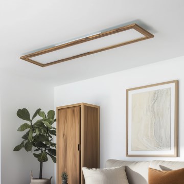 Eglo - LED RGBW Pritemdymo panelė SALOBRENA-C WOOD LED/31W/230V 2700-6500K 34x124 cm ruda + nuotolinio valdymo pultas