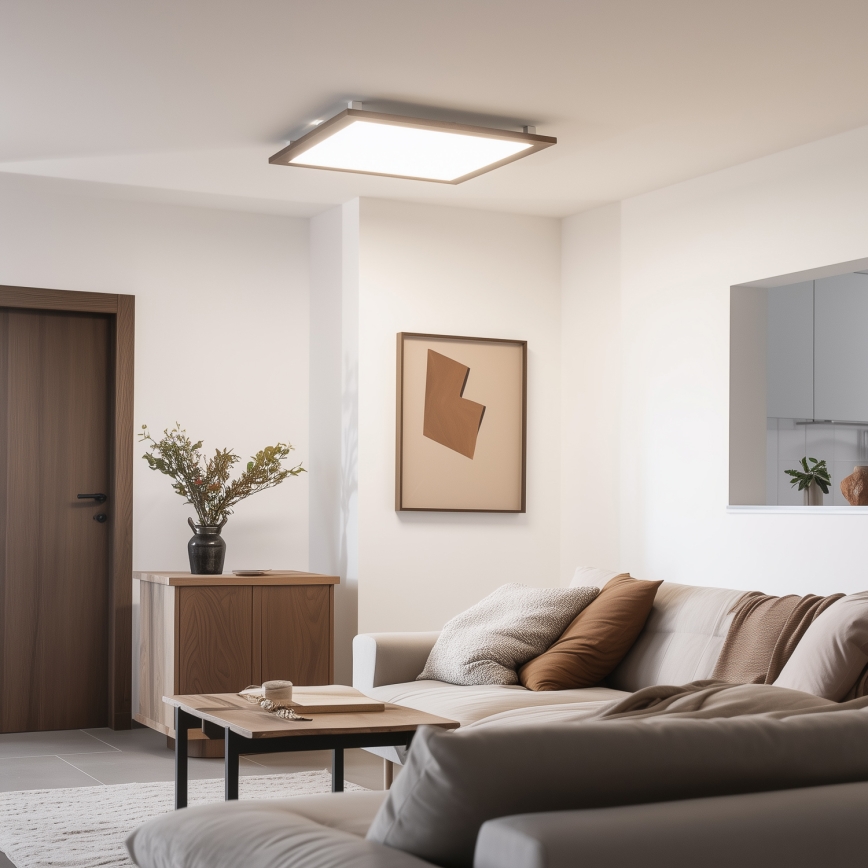Eglo - LED RGBW Reguliuojama ant pagrindo montuojama panelė SALOBRENA-C WOOD LED/34W/230V 2700-6500K 64x64 cm tamsiai ruda + nuotolinio valdymo pultas