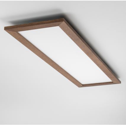 Eglo - LED RGBW Pritemdomas paviršinis/įleidžiamas skydelis SALOBRENA-C WOOD LED/34W/230V 2700-6500K 34x124 cm tamsiai ruda + nuotolinio valdymo pultas