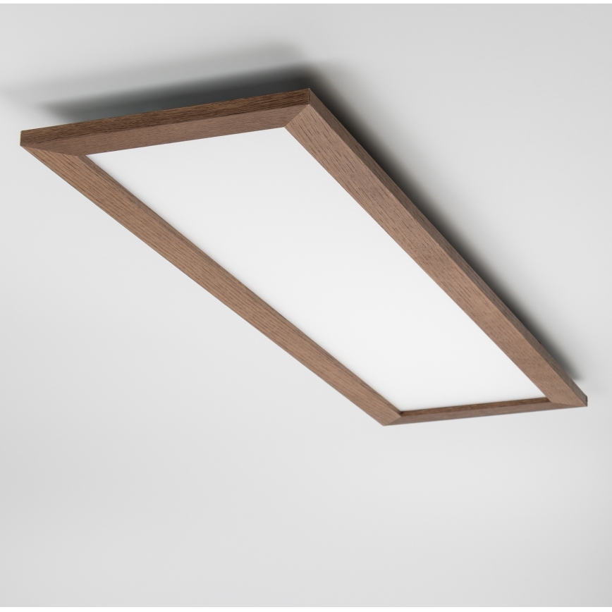 Eglo - LED RGBW Pritemdomas paviršinis/įleidžiamas skydelis SALOBRENA-C WOOD LED/34W/230V 2700-6500K 34x124 cm tamsiai ruda + nuotolinio valdymo pultas