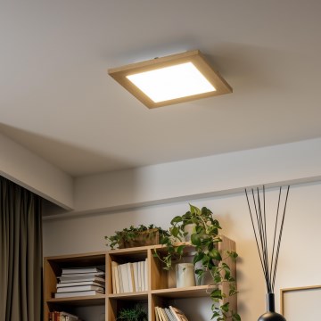Eglo - LED RGBW Reguliuojama ant pagrindo montuojama panelė SALOBRENA-C WOOD LED/16W/230V 2700-6500K 34x34 cm ruda + nuotolinio valdymo pultas
