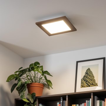 Eglo - LED RGBW Reguliuojama ant pagrindo montuojama panelė SALOBRENA-C WOOD LED/16W/230V 2700-6500K 34x34 cm tamsiai ruda + nuotolinio valdymo pultas