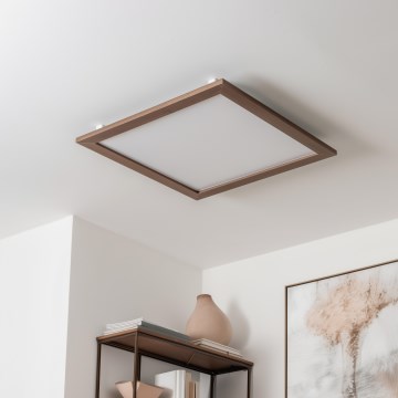 Eglo - LED RGBW Reguliuojama ant pagrindo montuojama panelė SALOBRENA-C WOOD LED/34W/230V 2700-6500K 64x64 cm tamsiai ruda + nuotolinio valdymo pultas