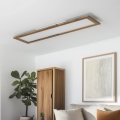 Eglo - LED RGBW reguliuojamas paviršinis/įleidžiamas šviestuvas SALOBRENA-C WOOD LED/34W/230V 2700-6500K 34x124 cm ruda + nuotolinio valdymo pultas