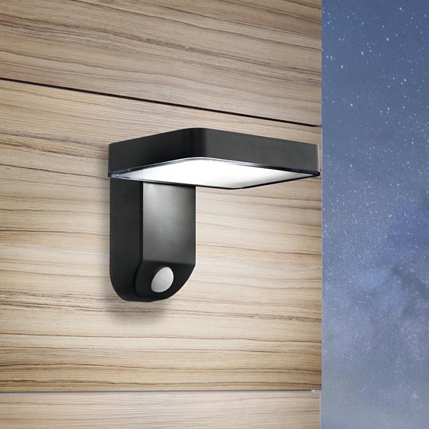 Eglo - LED sieninis šviestuvas su jutikliu, įkraunamas saulės energija LED/4,5W/3,7V 2200 mAh IP44