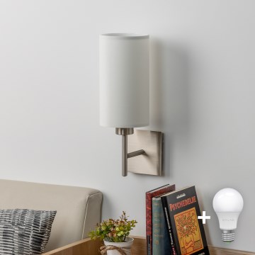 Eglo - LED Sieninis šviestuvas TUNJA 1xE27/60W/230V matinio chromo/baltas